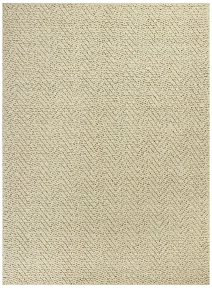 5' X 8' Ivory And Beige Jute Chevron Hand Woven Area Rug