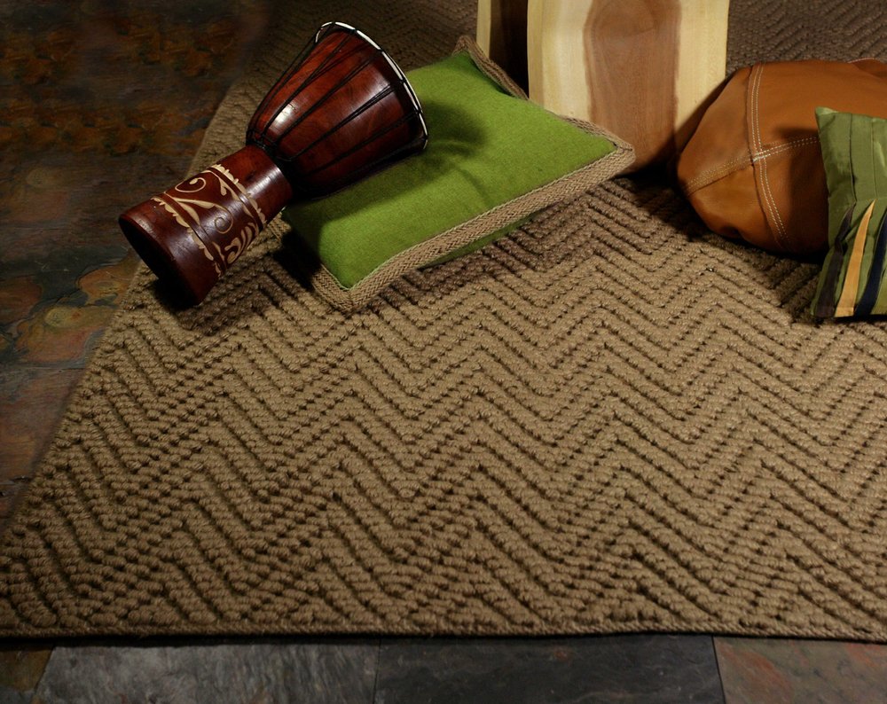 2' X 4' Natural And Brown Jute Chevron Hand Woven Area Rug