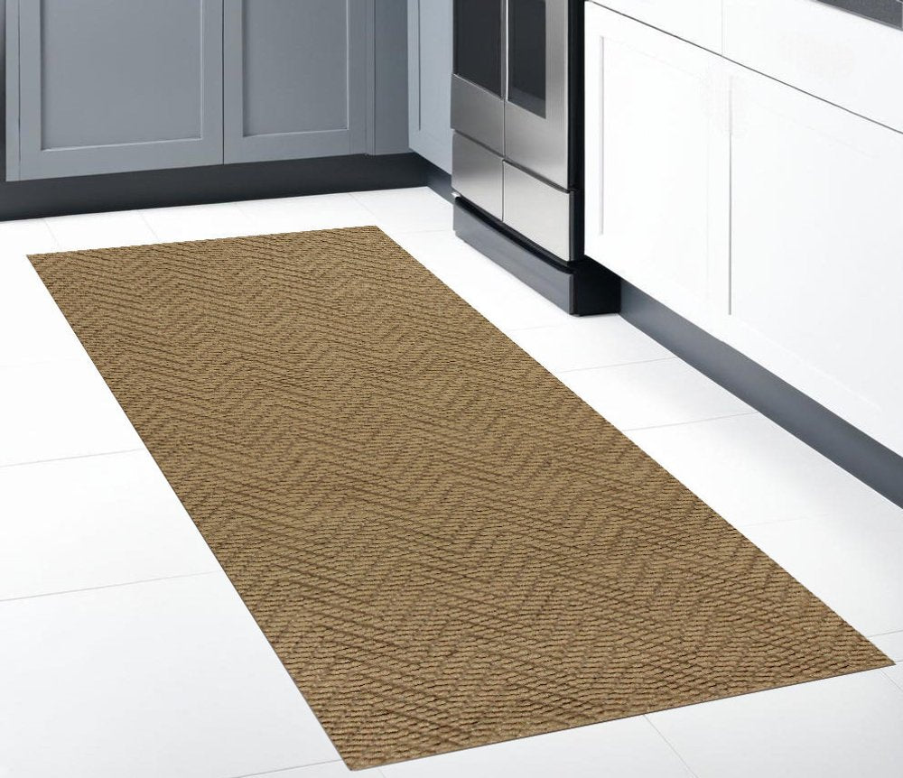 2' X 4' Natural And Brown Jute Chevron Hand Woven Area Rug