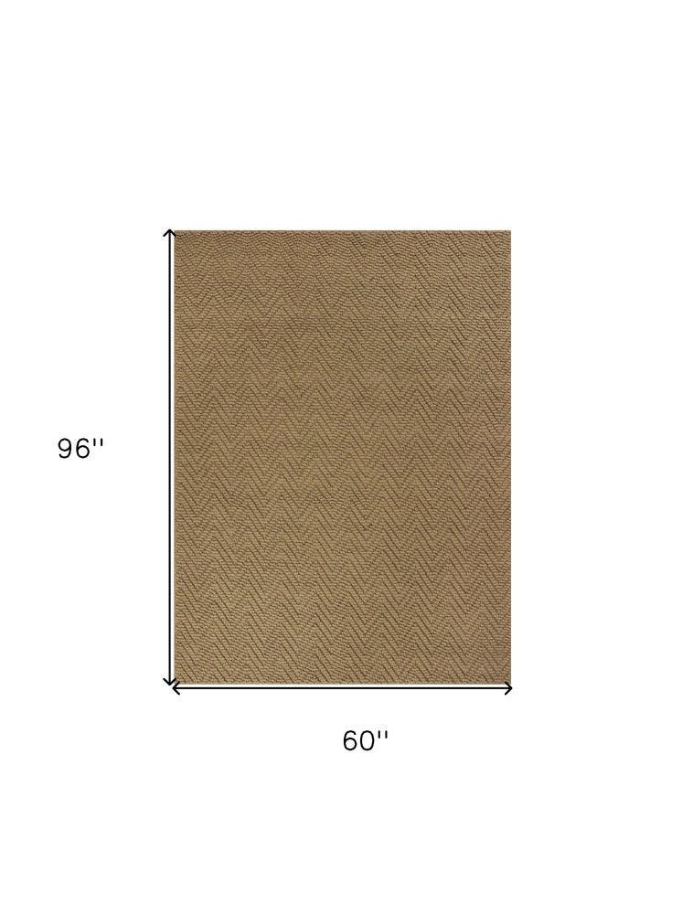 2' X 4' Natural And Brown Jute Chevron Hand Woven Area Rug