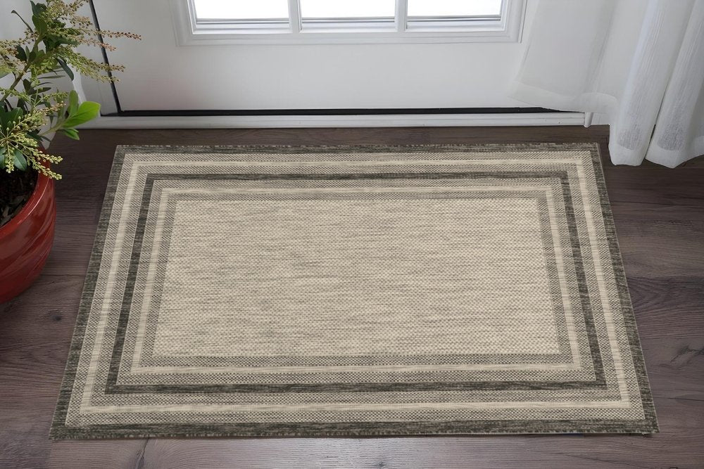 3' X 5' Grey Polypropylene Area Rug