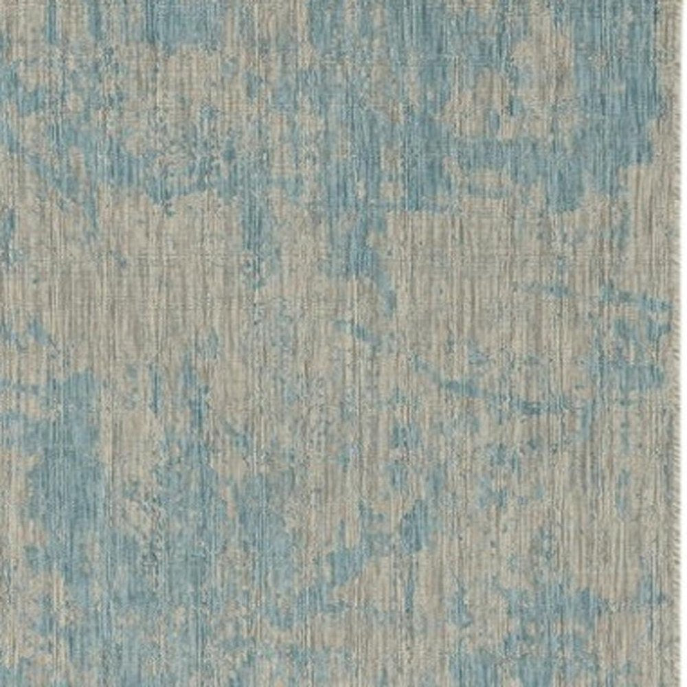 3' X 4' Green And Denim Blue Abstract Area Rug