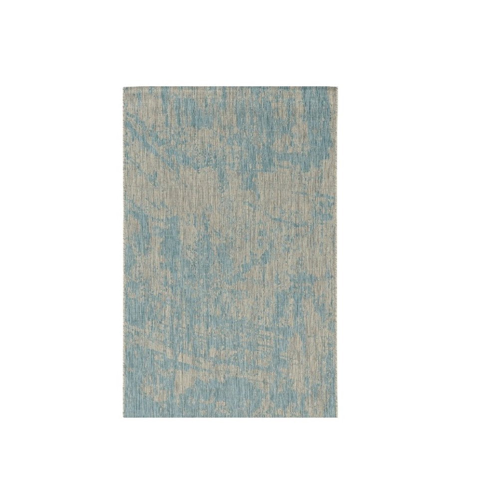3' X 4' Green And Denim Blue Abstract Area Rug
