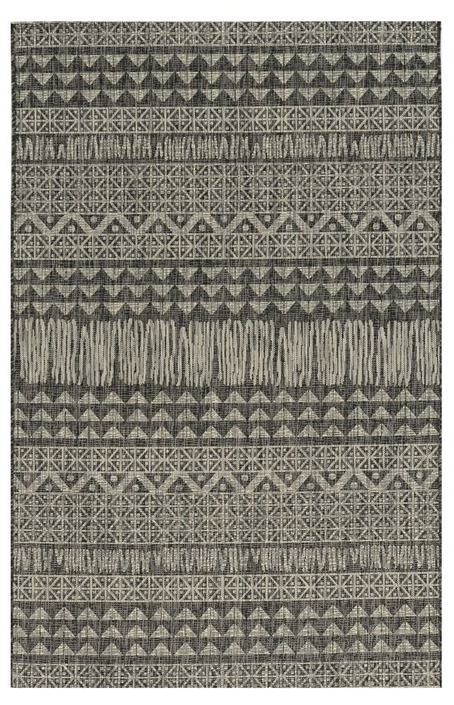 5' X 8' Charcoal And Gray Tribal Area Rug