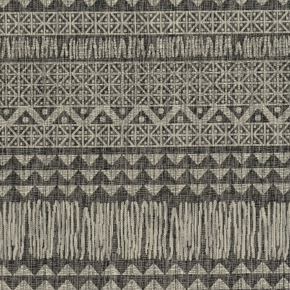 5' X 8' Charcoal And Gray Tribal Area Rug