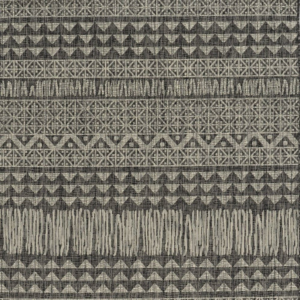 5' X 8' Charcoal And Gray Tribal Area Rug