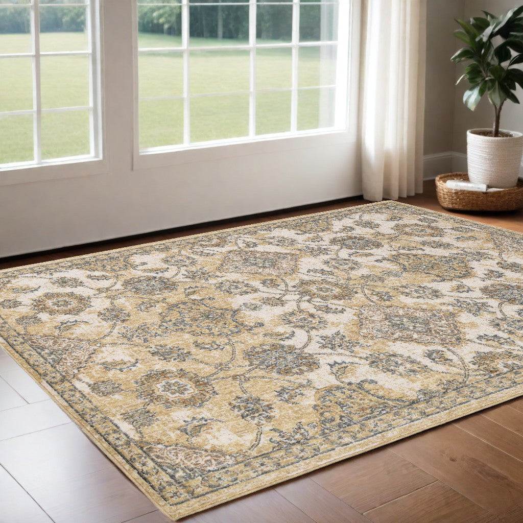 2' X 3' Ivory Wool Floral Vines Area Rug