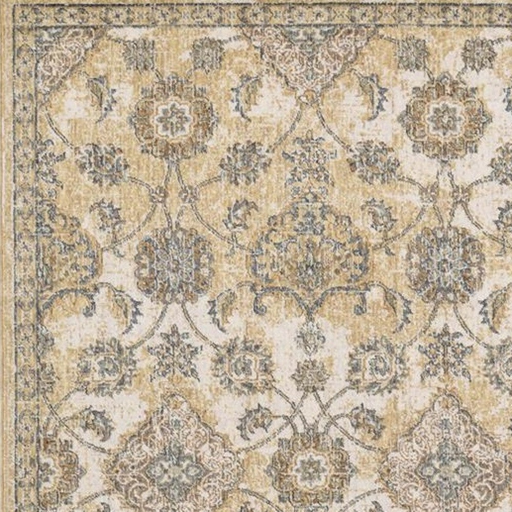 2' X 3' Ivory Wool Floral Vines Area Rug