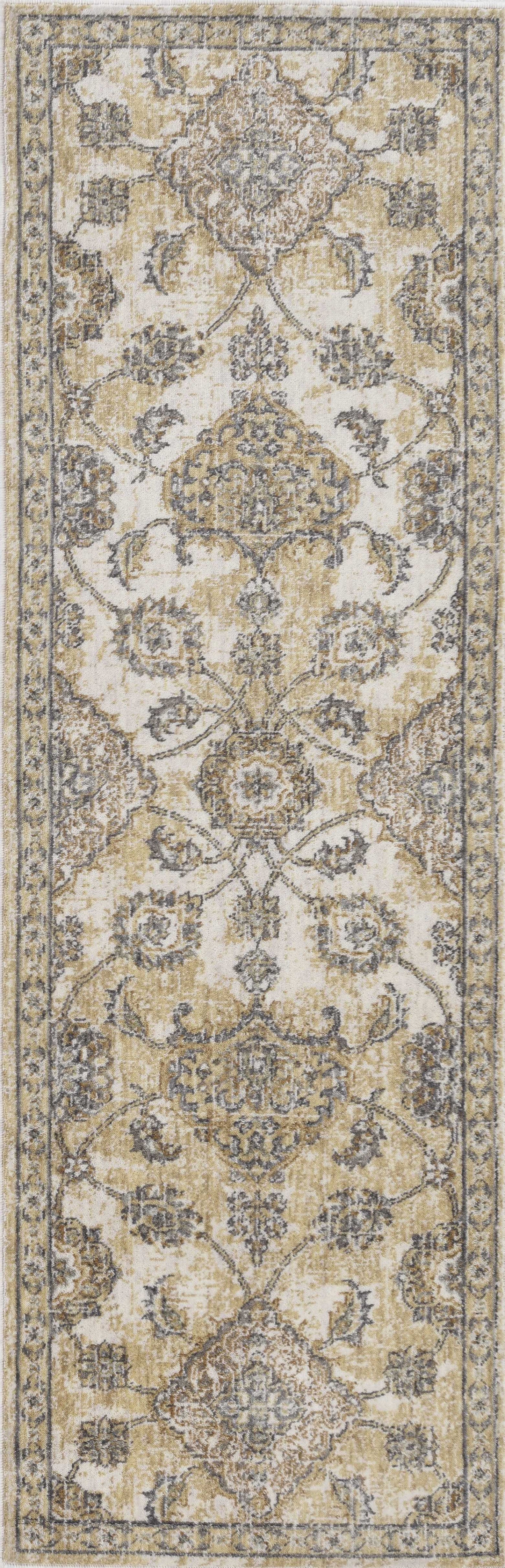 2' X 3' Ivory Wool Floral Vines Area Rug