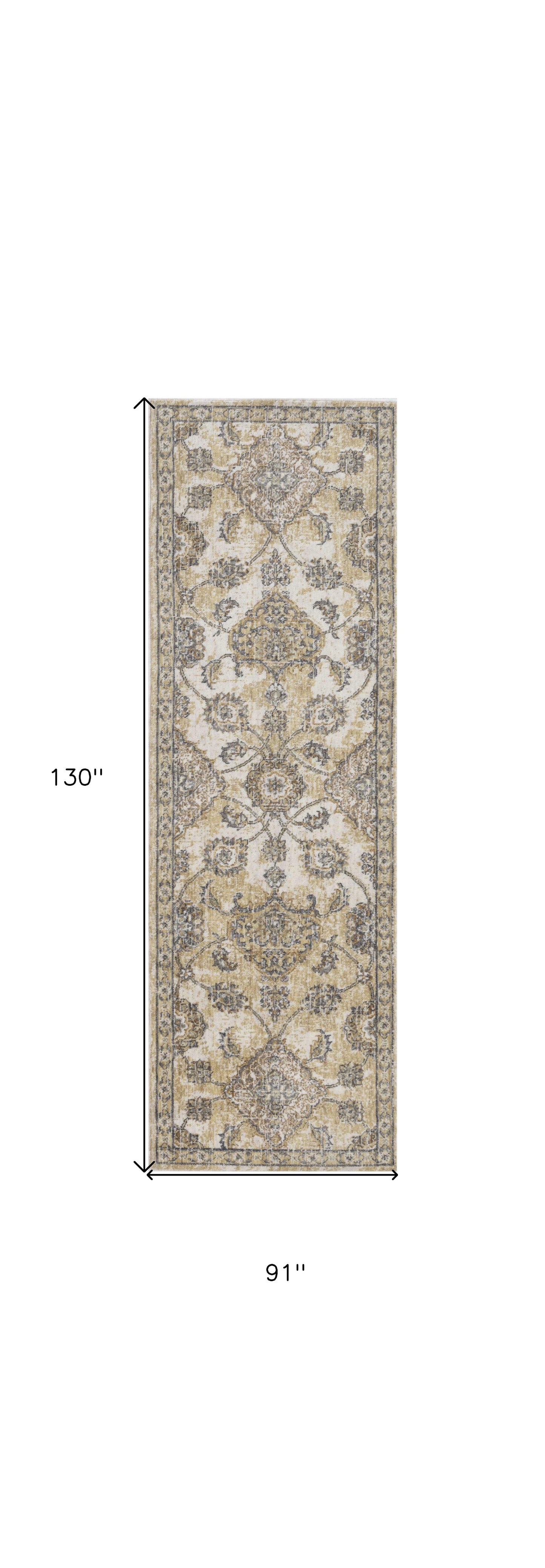 2' X 3' Ivory Wool Floral Vines Area Rug