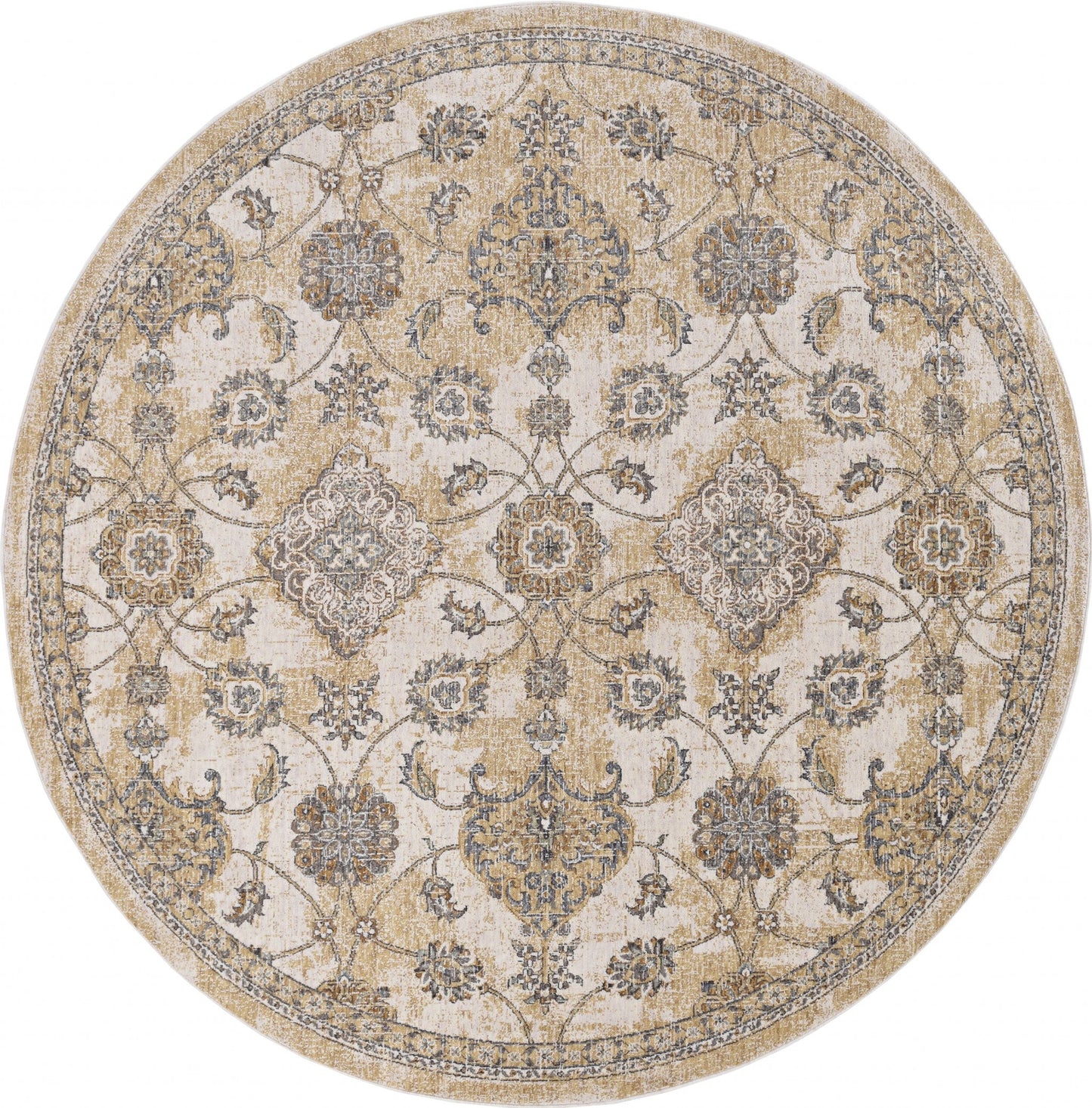 2' X 3' Ivory Wool Floral Vines Area Rug