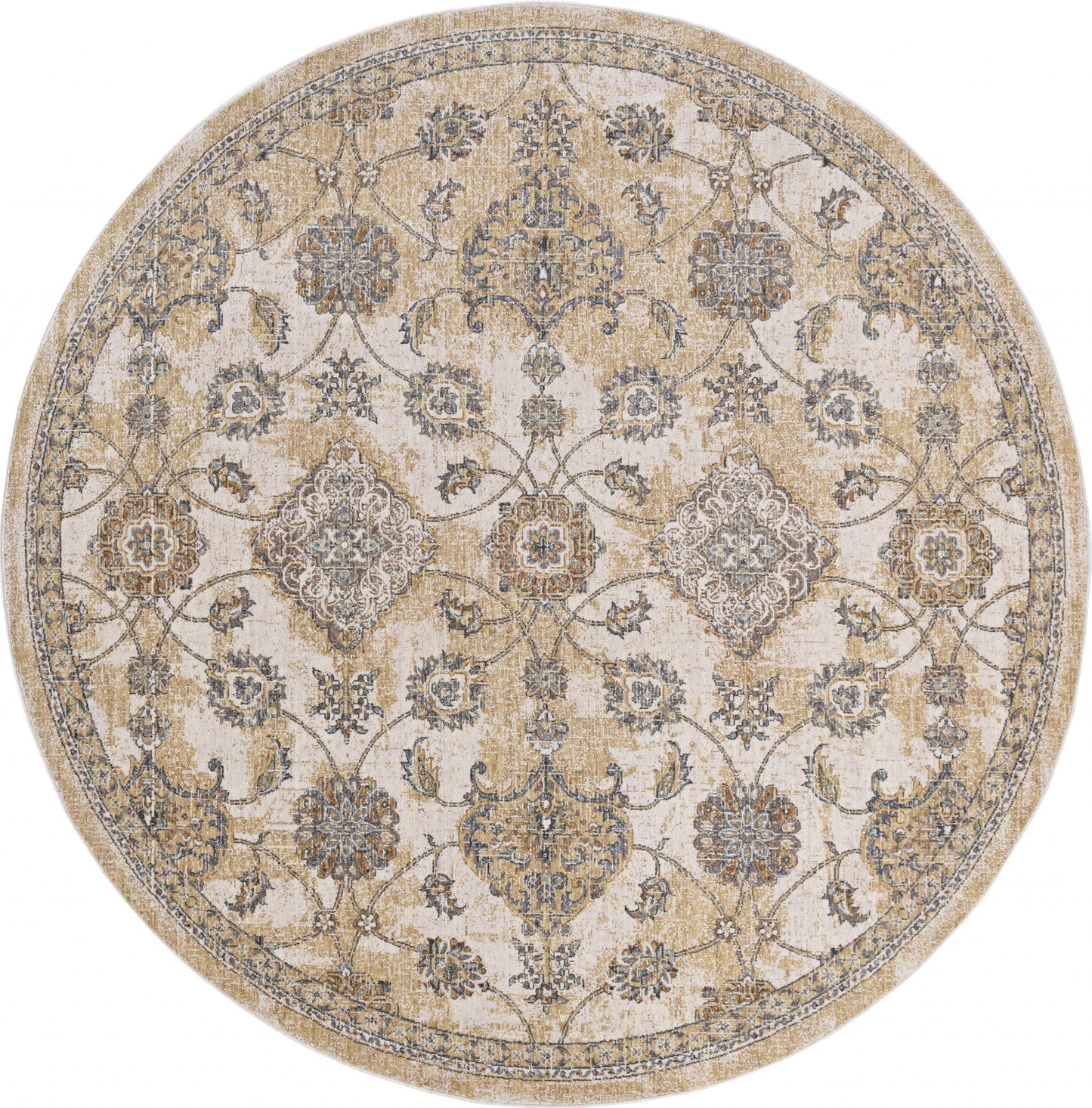 2' X 3' Ivory Wool Floral Vines Area Rug