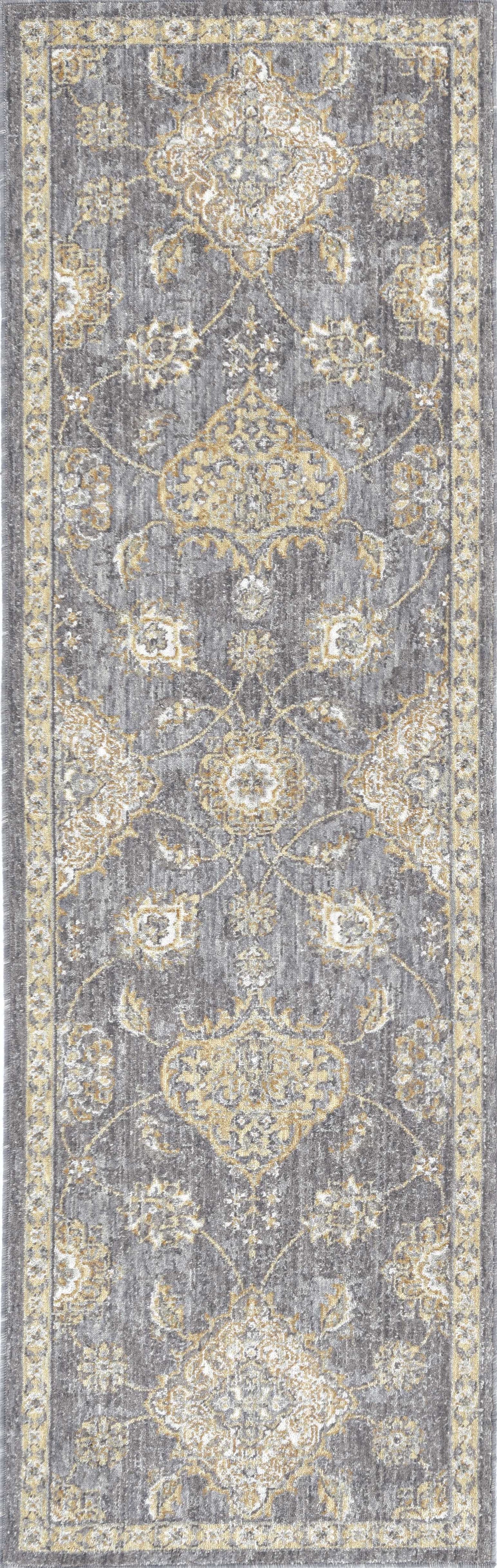 8' Sage Orange And White Wool Floral Distressed Runner Rug