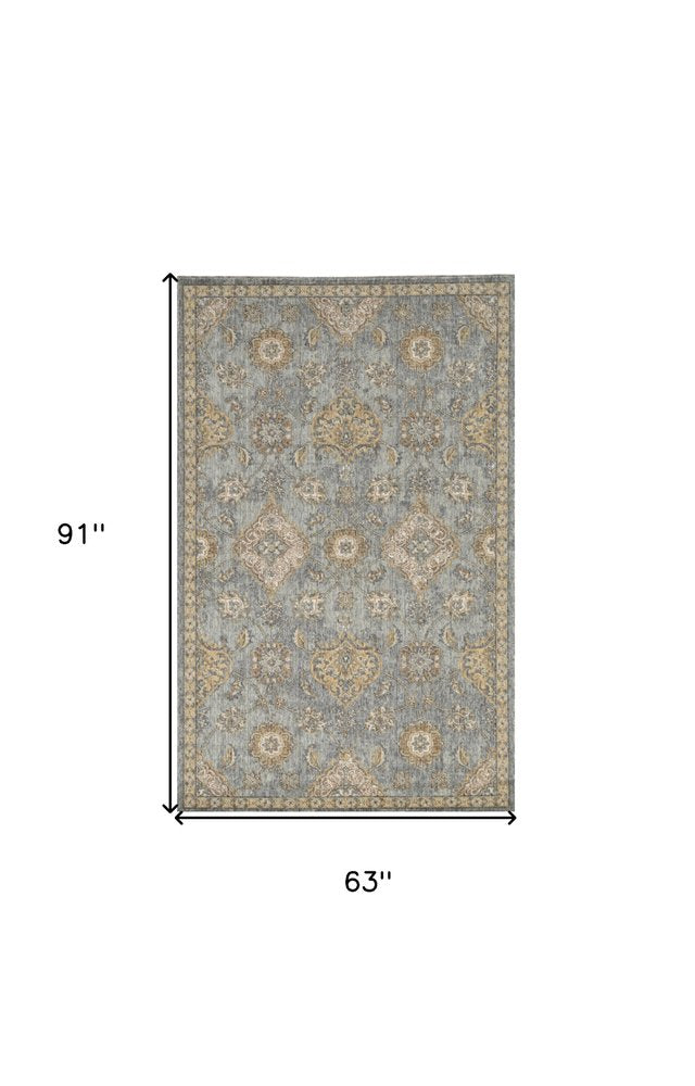 8' Sage Orange And White Wool Floral Distressed Runner Rug