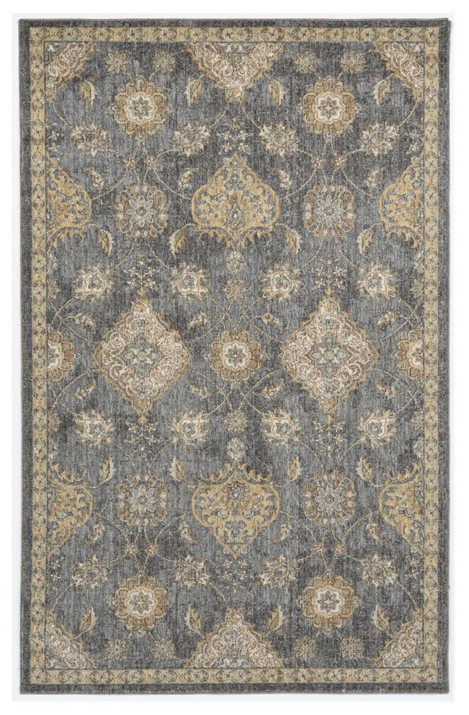 2' X 3' Gray Wool Medallion Area Rug
