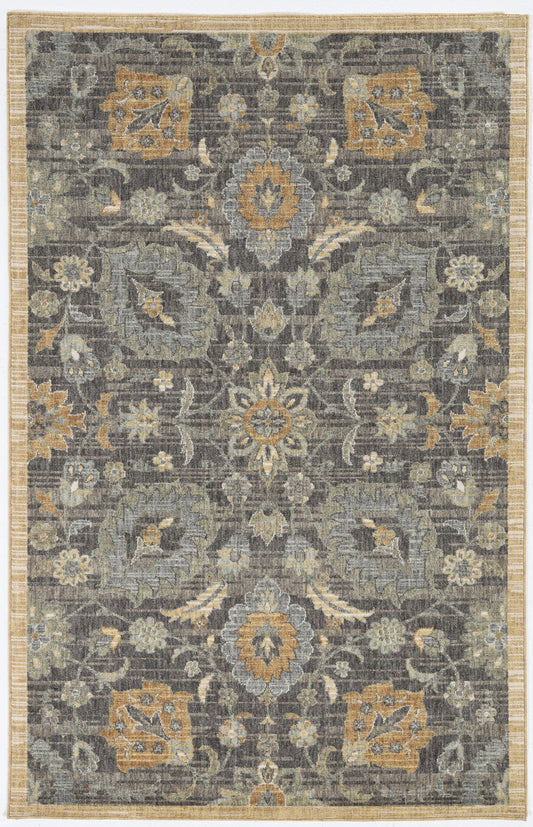 8' Taupe Orange And Gray Wool Floral Distressed Runner Rug