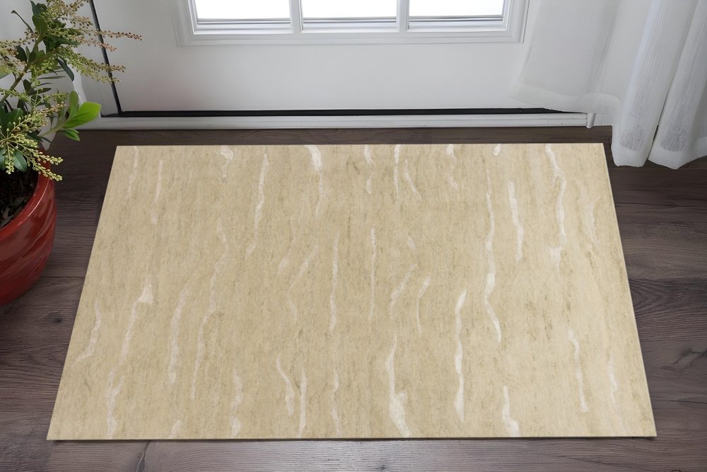 3' X 5' Beige And Ivory Abstract Hand Tufted Area Rug