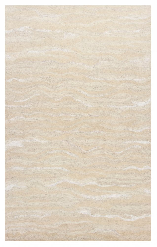 9' X 12' Beige And Ivory Abstract Hand Tufted Area Rug