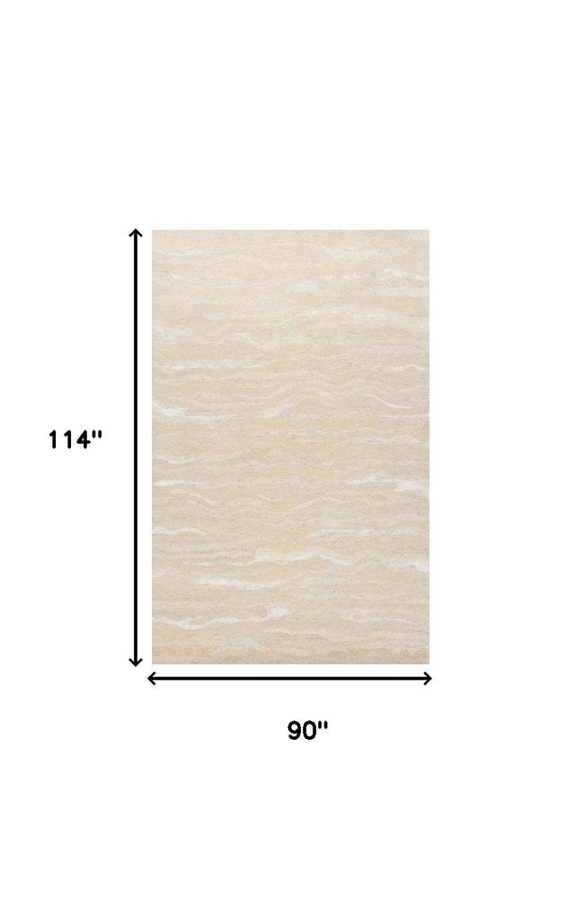 9' X 12' Beige And Ivory Abstract Hand Tufted Area Rug