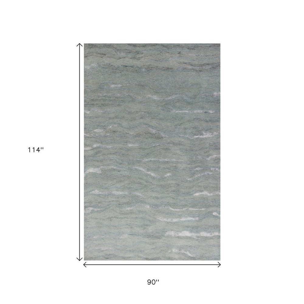 3' X 5' Slate Gray And Ivory Abstract Hand Tufted Area Rug