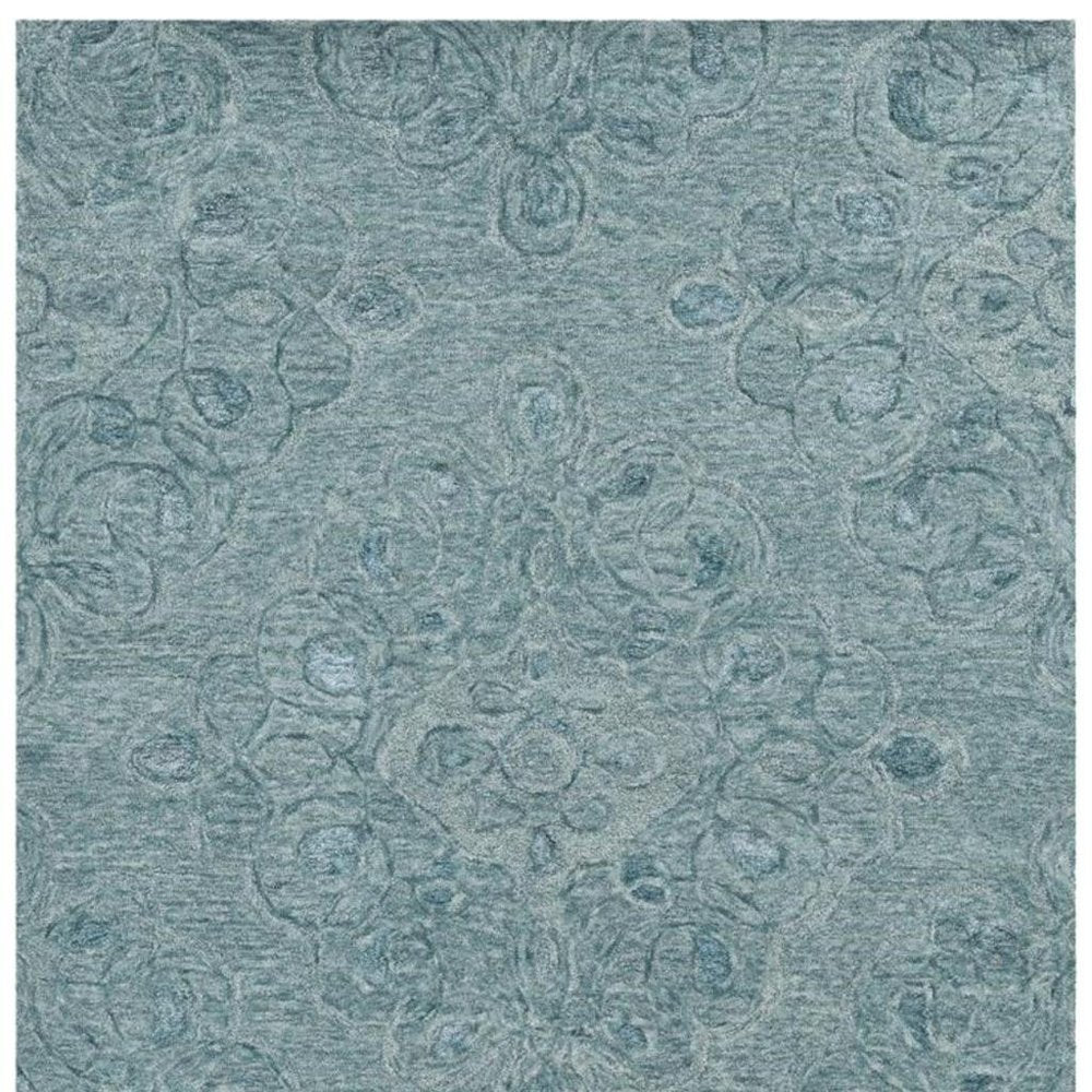 3' X 5' Blue And White Abstract Hand Tufted Area Rug