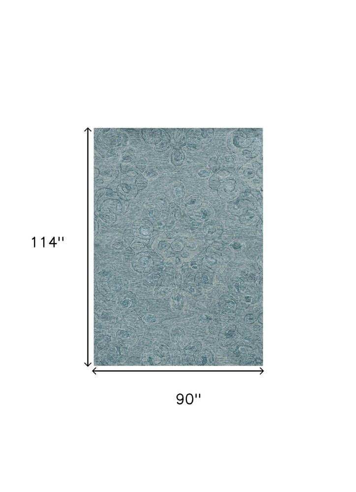 3' X 5' Blue And White Abstract Hand Tufted Area Rug