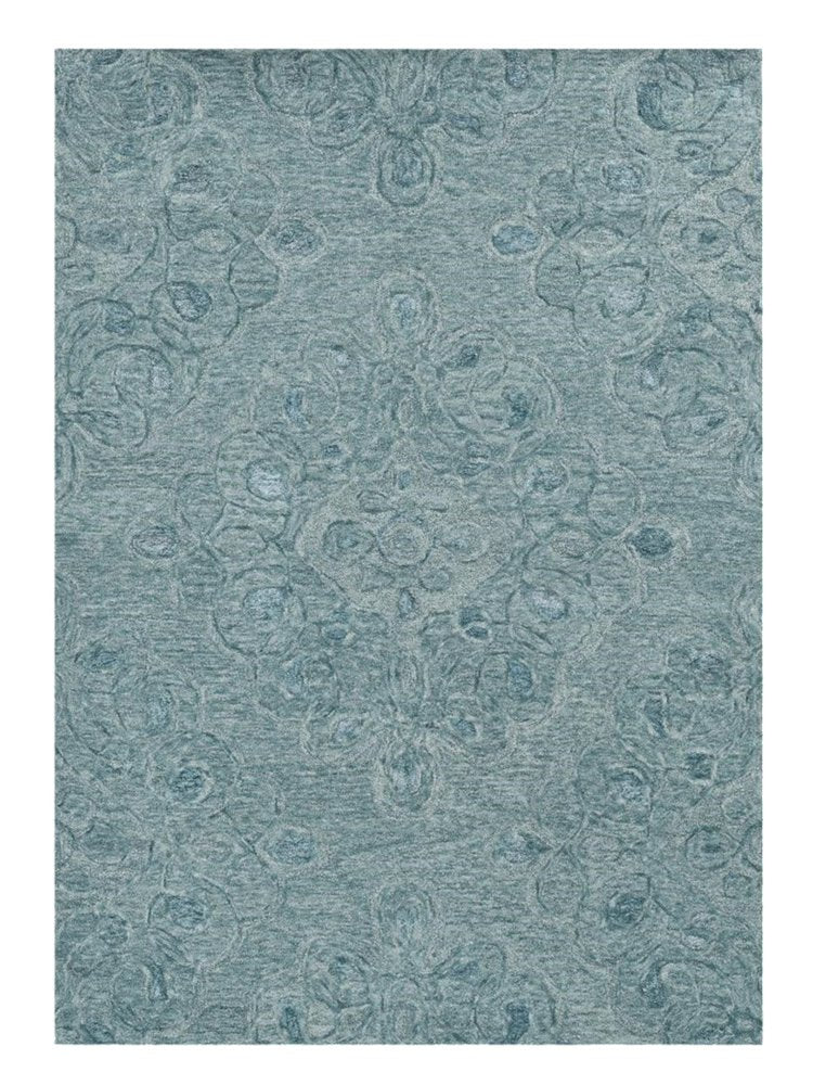 3' X 5' Blue And White Abstract Hand Tufted Area Rug