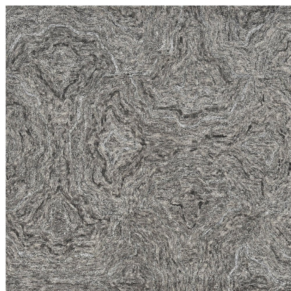 8' X 10' Gray And Dark Gray Wool Abstract Hand Tufted Area Rug