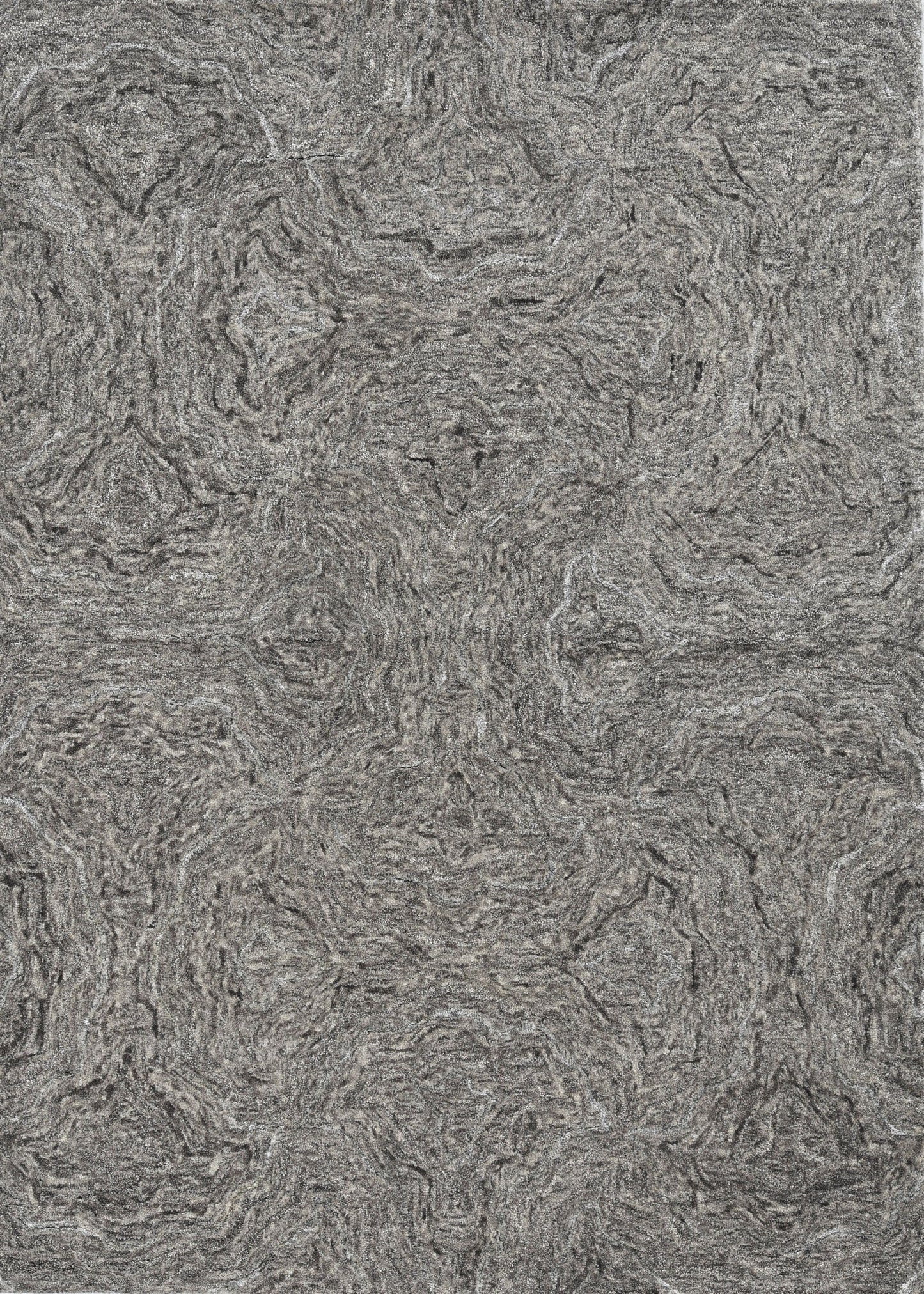 8' X 10' Gray And Dark Gray Wool Abstract Hand Tufted Area Rug