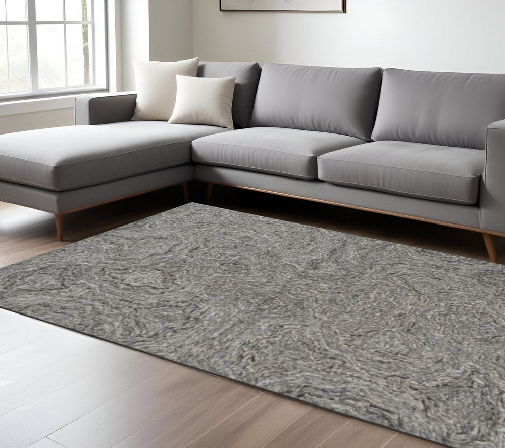 8' X 10' Gray And Dark Gray Wool Abstract Hand Tufted Area Rug
