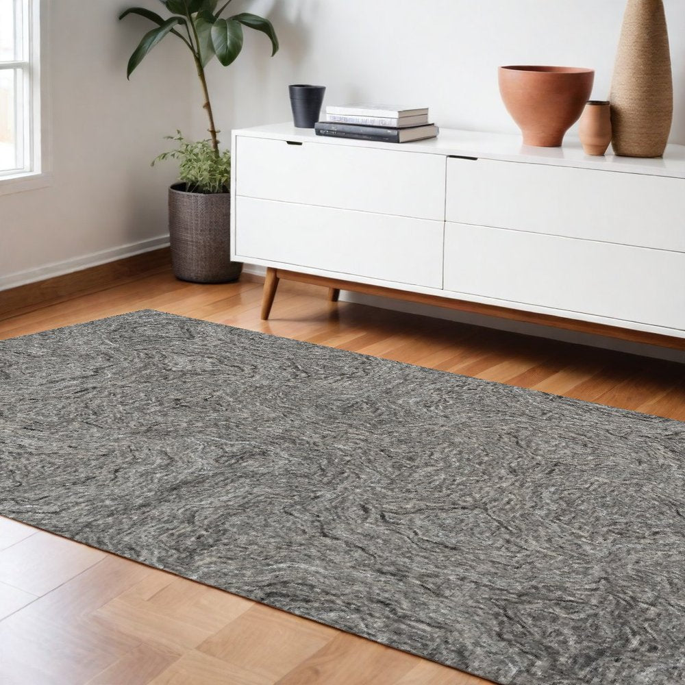 8' X 10' Gray And Dark Gray Wool Abstract Hand Tufted Area Rug
