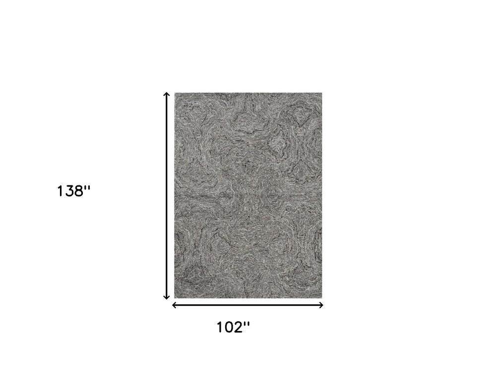 8' X 10' Gray And Dark Gray Wool Abstract Hand Tufted Area Rug
