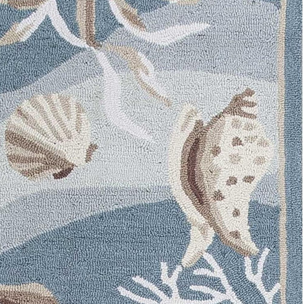 8' Beige Ivory And Brown Seashell and Coral Hand Tufted Runner Rug