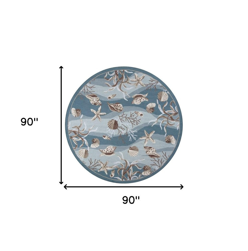 8' Beige Ivory And Brown Seashell and Coral Hand Tufted Runner Rug