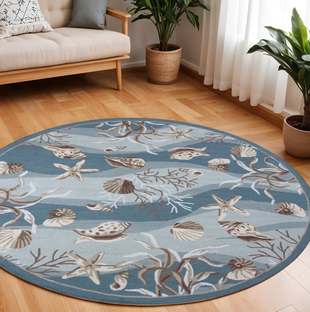 8' Beige Ivory And Brown Seashell and Coral Hand Tufted Runner Rug