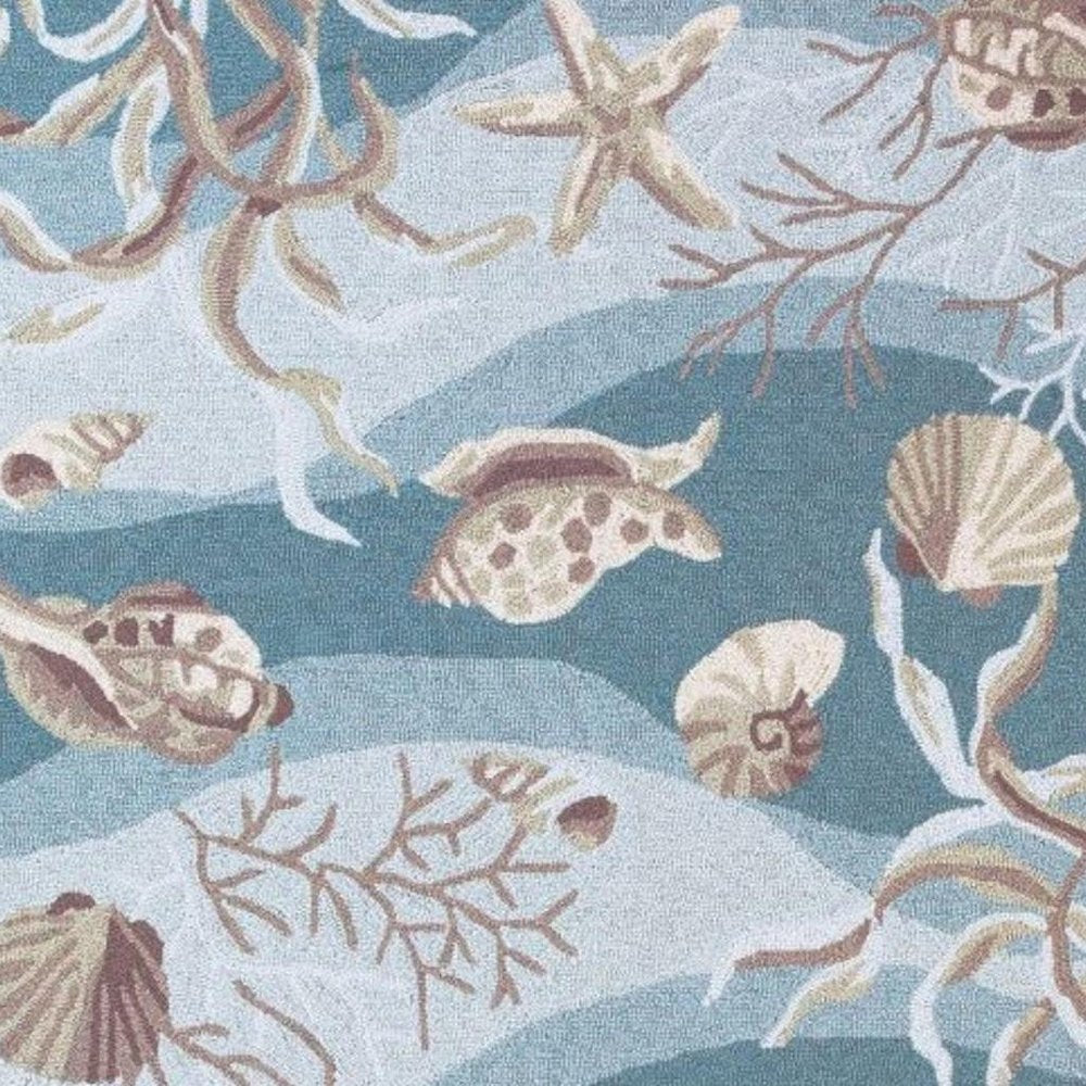 8' Beige Ivory And Brown Seashell and Coral Hand Tufted Runner Rug