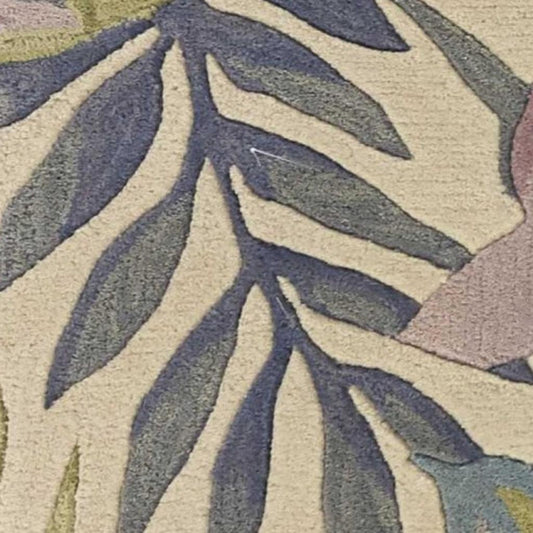 5' X 8' Green Pink And Purple Wool Tropical Botanical Hand Tufted Area Rug