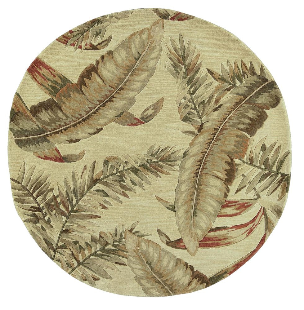 10' Brown Green And Red Wool Tropical Botanical Hand Tufted Runner Rug