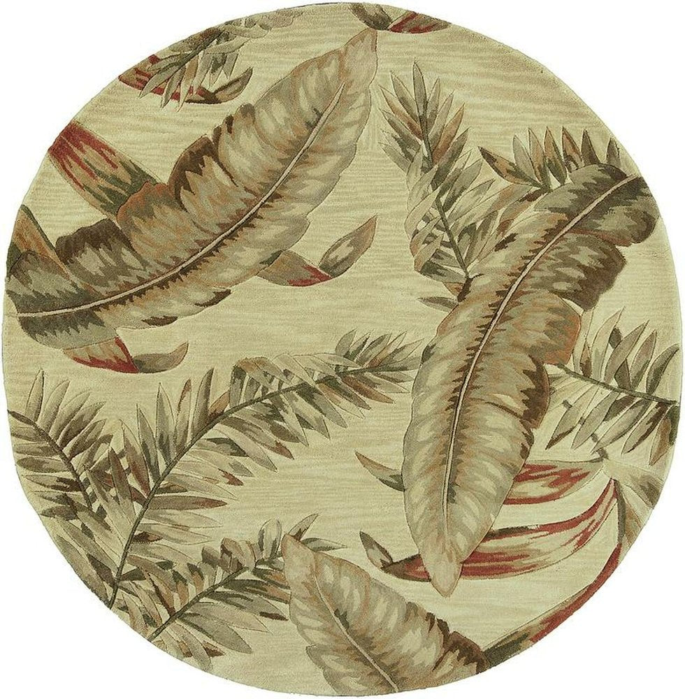 10' Brown Green And Red Wool Tropical Botanical Hand Tufted Runner Rug