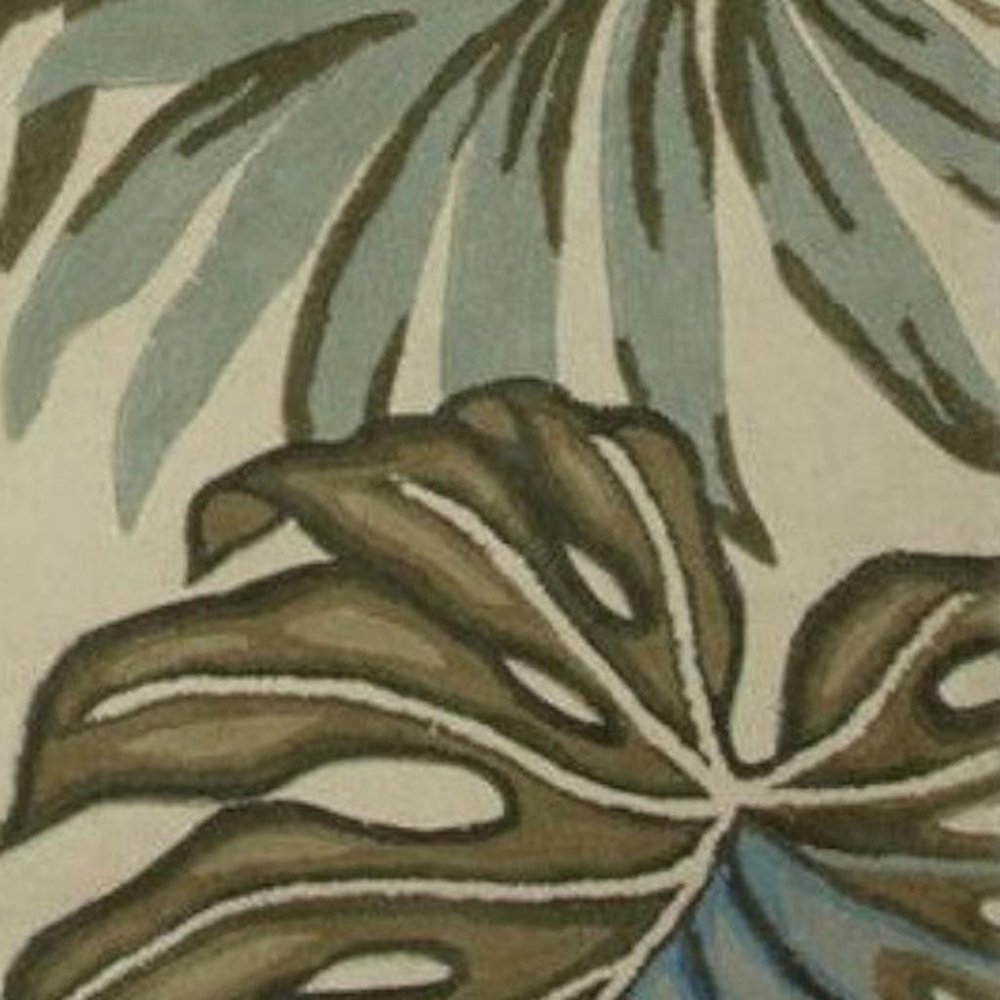 4' X 6' Brown Blue And Green Wool Tropical Botanical Hand Tufted Area Rug