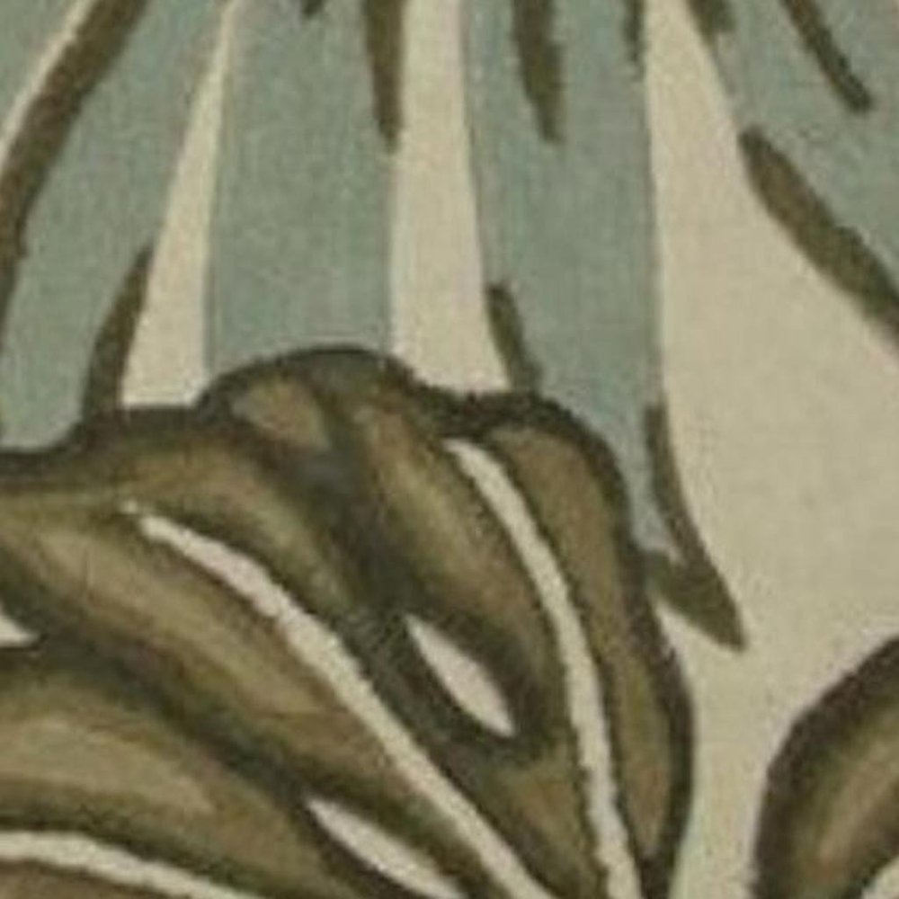 4' X 6' Brown Blue And Green Wool Tropical Botanical Hand Tufted Area Rug