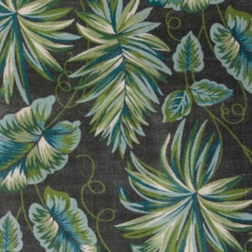 3' X 5' Gray Teal And Green Botanical Leaves Area Rug