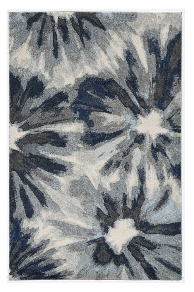 5' X 8' Ivory And Blue Floral Area Rug