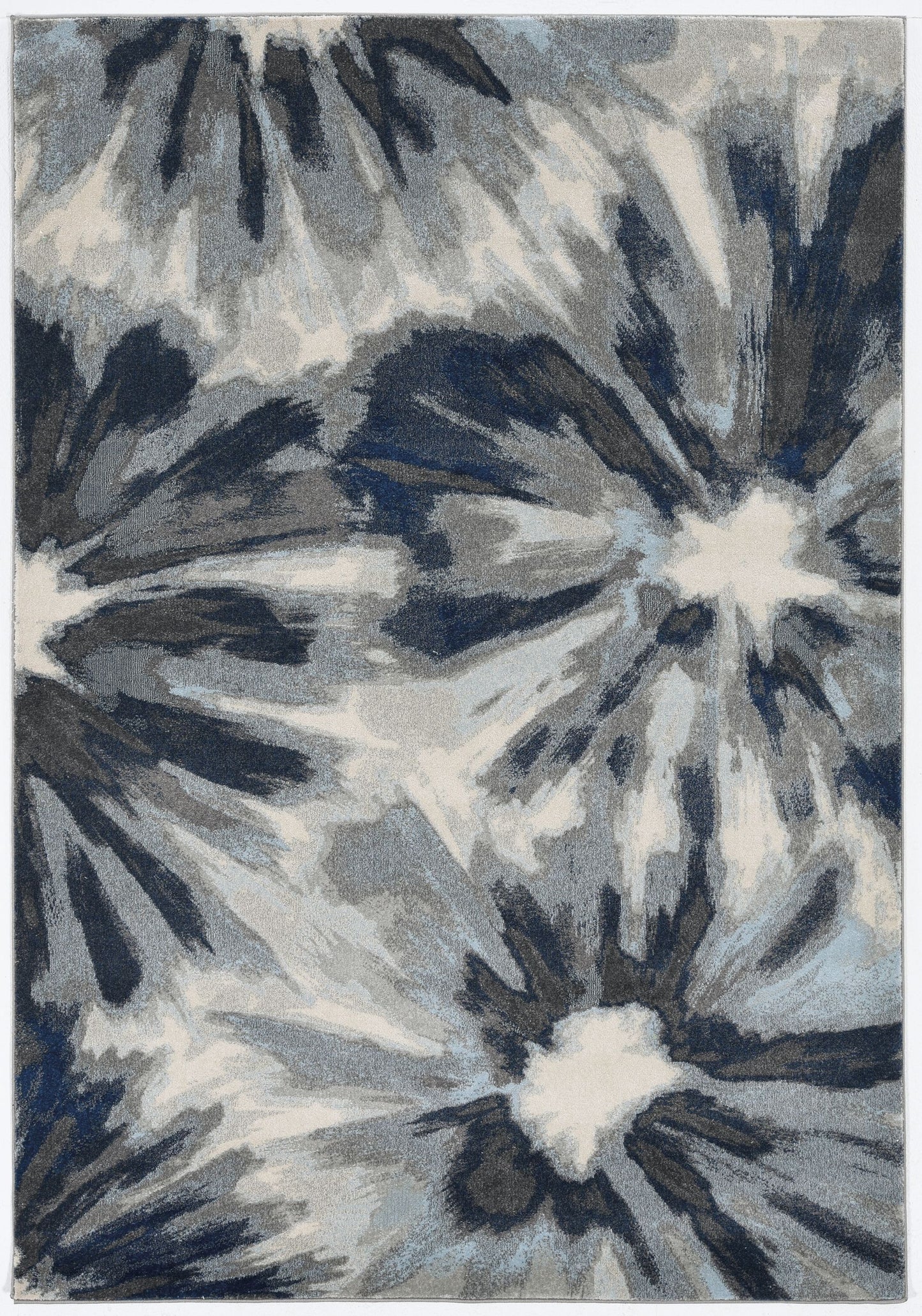 5' X 8' Ivory And Blue Floral Area Rug