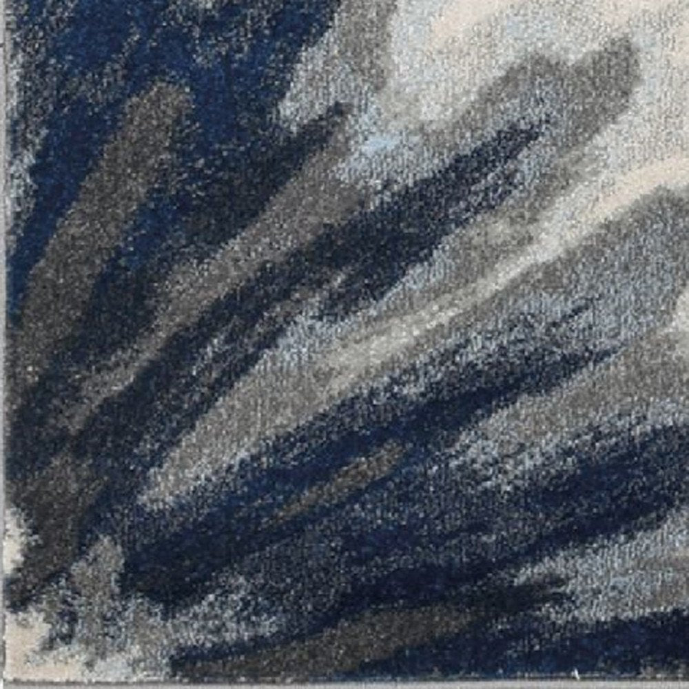 5' X 8' Ivory And Blue Floral Area Rug