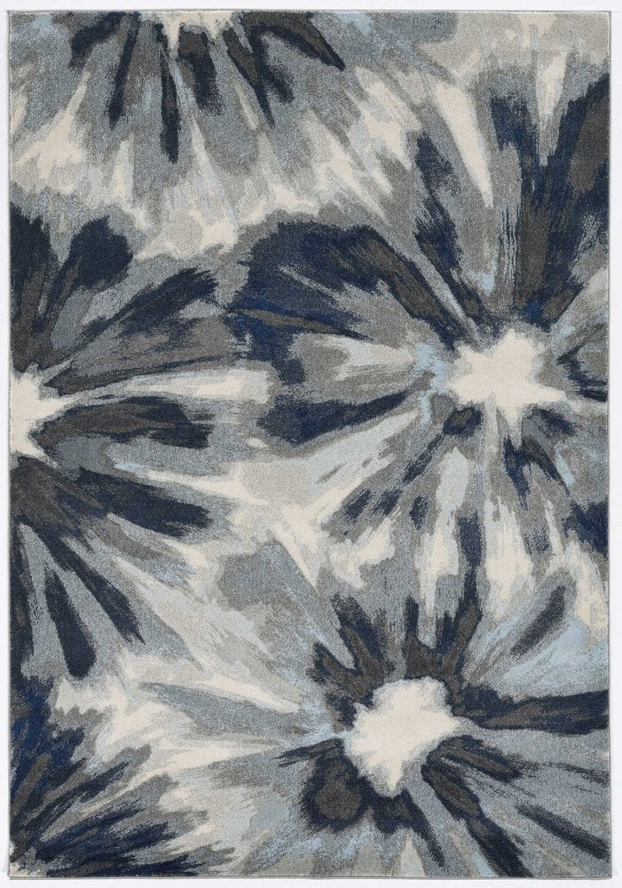 5' X 8' Ivory And Blue Floral Area Rug