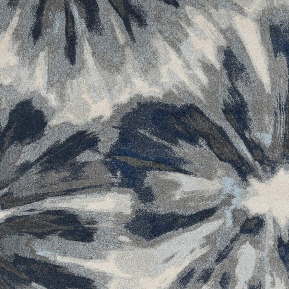 5' X 8' Ivory And Blue Floral Area Rug