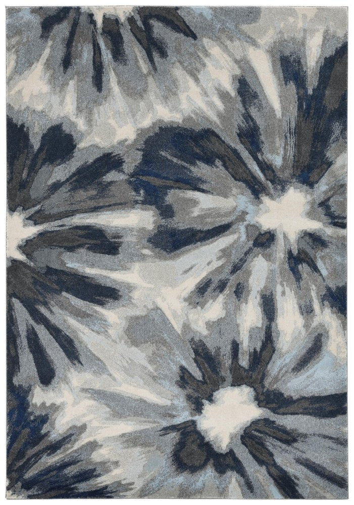 5' X 8' Ivory And Blue Floral Area Rug