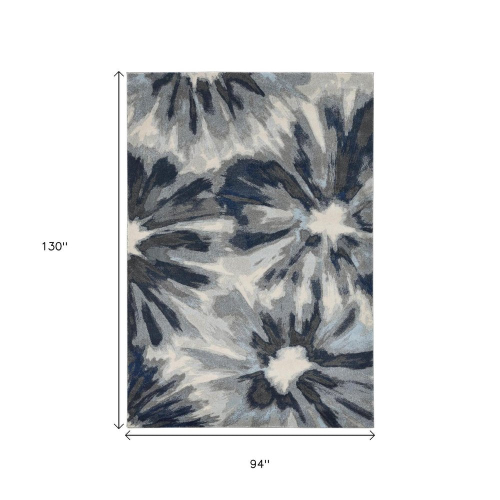 5' X 8' Ivory And Blue Floral Area Rug