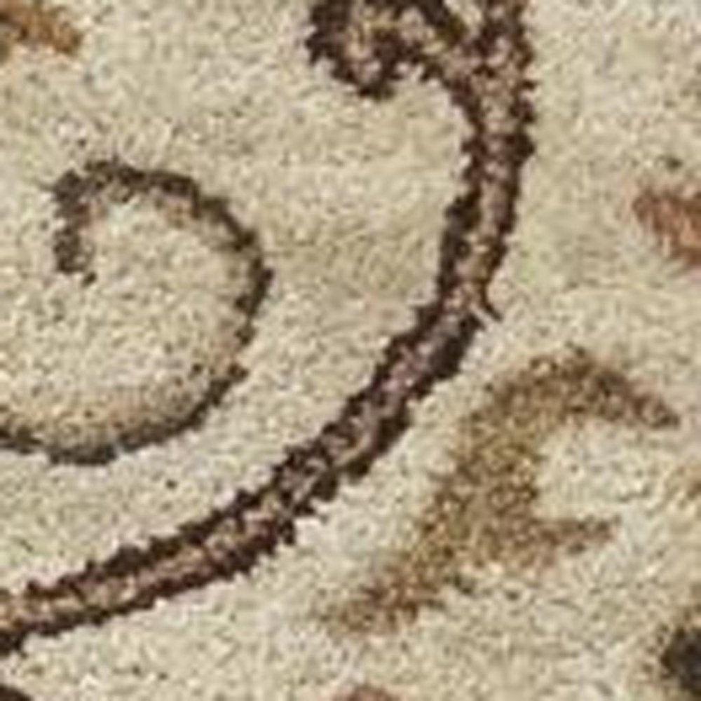 8' X 11' Champagne Red And Brown Wool Floral Medallion Hand Tufted Area Rug